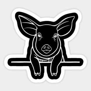 Pig or Piggy Animal Ink Art Design - farm animal - dark colors Sticker